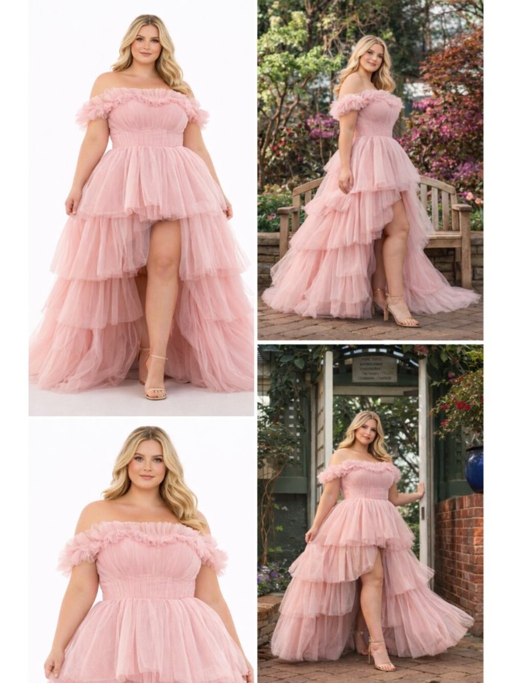 Mac Duggal 20570 Pink Prom Dress Size 14 NWT Off Shoulder Tulle Ballgown